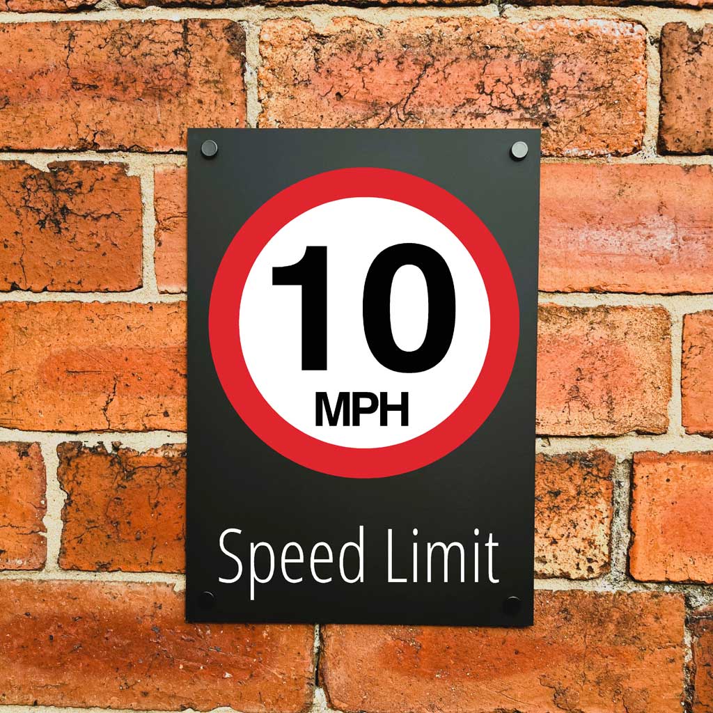 10mph Speed Limit Sign Black