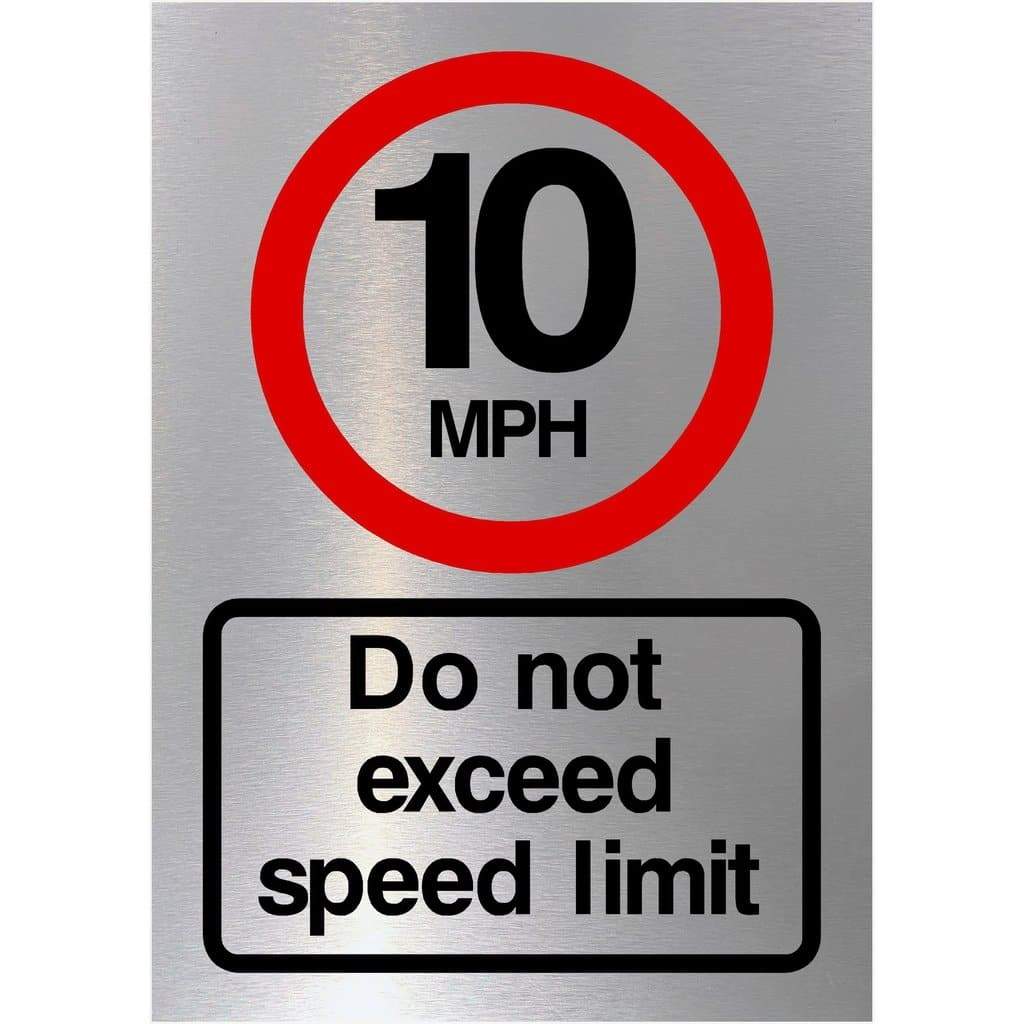 10mph Speed Limit Sign in Brushed Silver - The Sign Shed