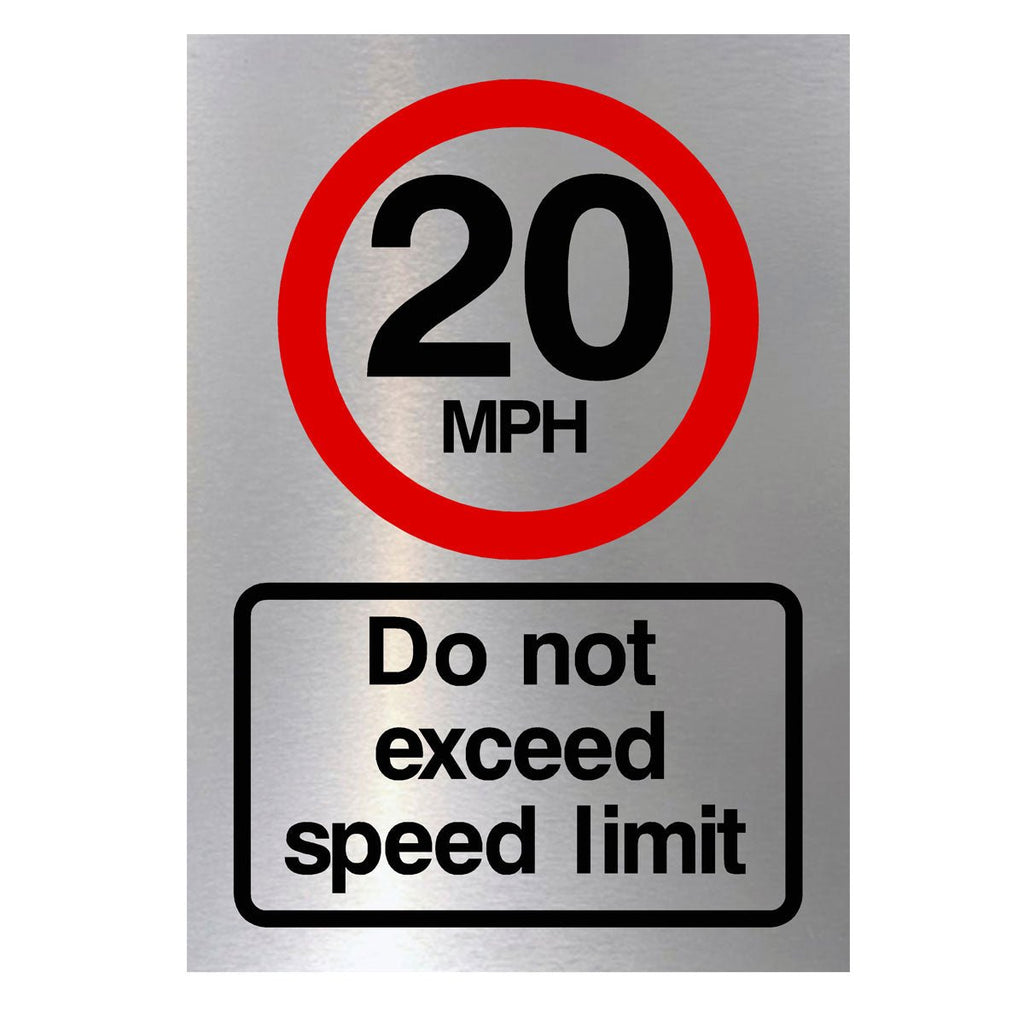 20mph Speed Limit Sign in Brushed Silver - The Sign Shed