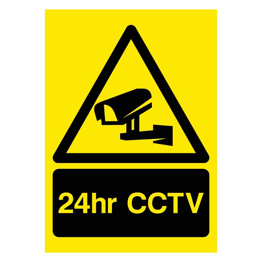 24hr CCTV Yellow Sign - The Sign Shed