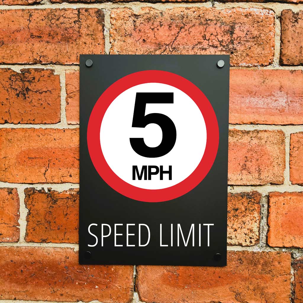 5mph Speed Limit Sign Midnight Black | Capital Letters | The Sign Shed