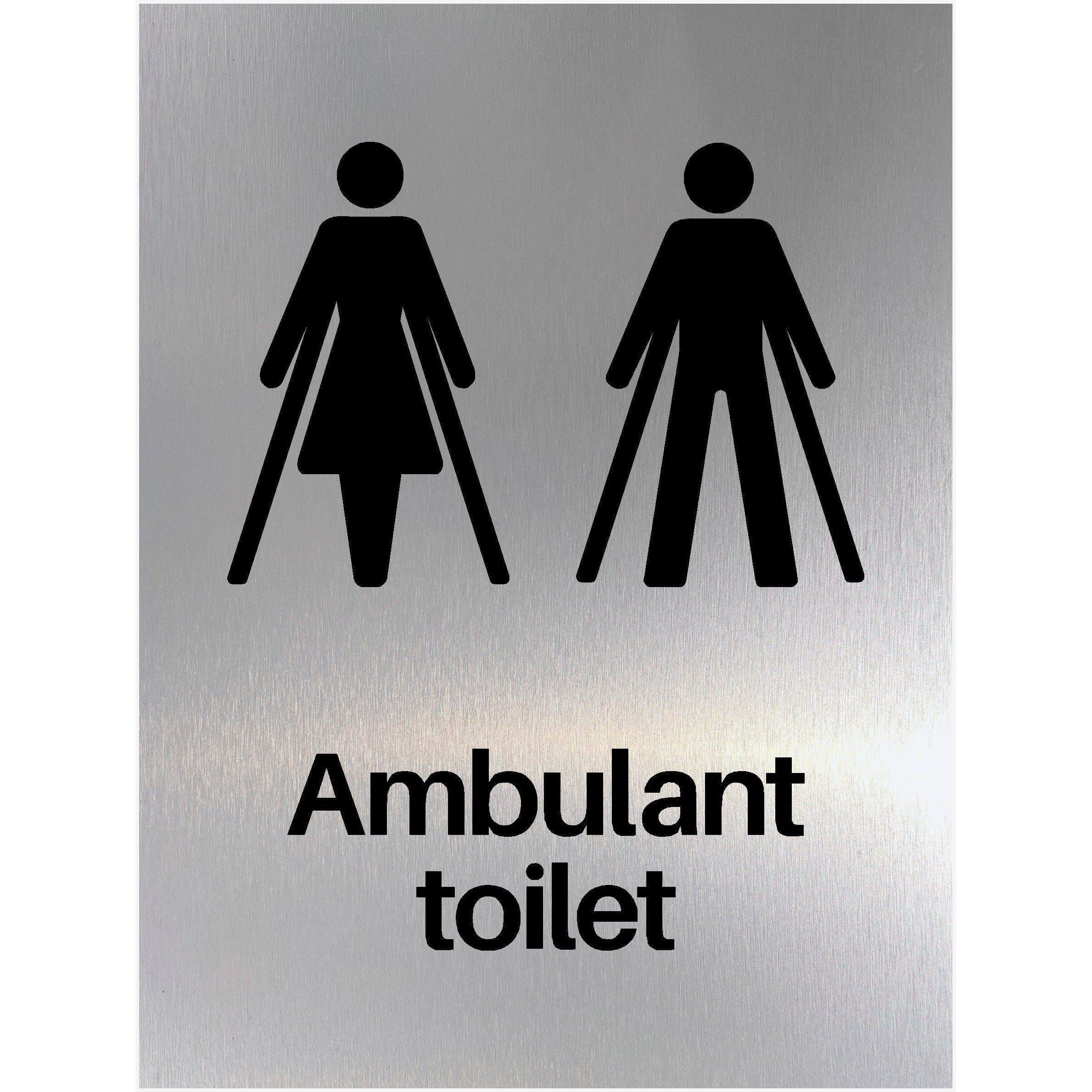 Ambulant Toilet Sign Brushed Silver-150 x 200 mm-3mm Brushed silver Composite Aluminium-No fixings-The Sign Shed