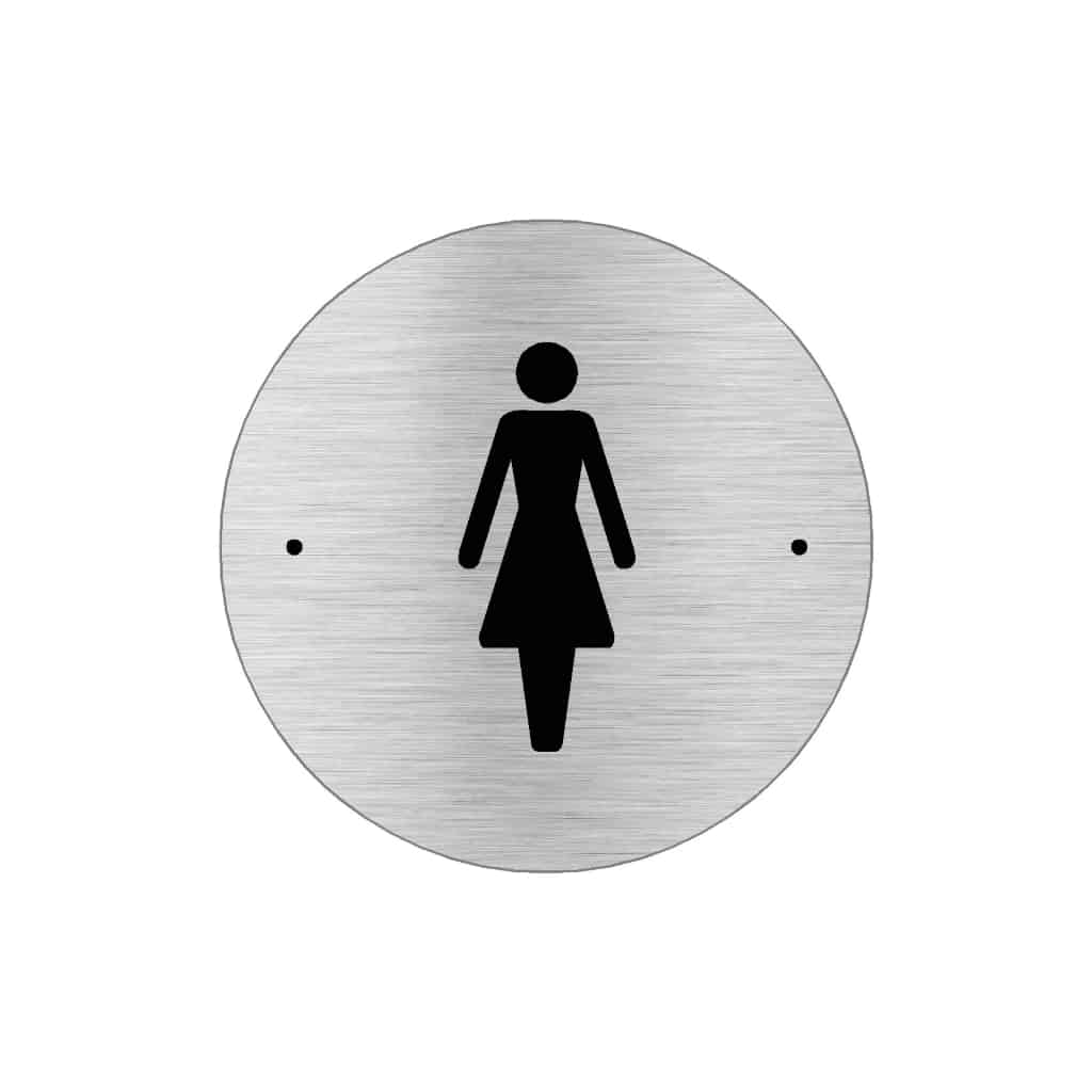 FEMALE Premium Brushed Silver toilet door sign HOLES