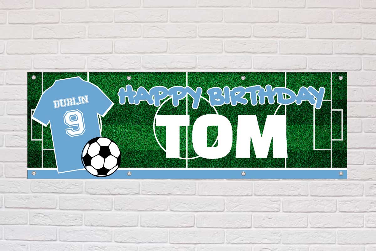 Personalised Birthday Banner | Light Blue City-SMALL 4ft x 2ft (1200x400mm)-STANDARD 440gsm PVC-The Sign Shed