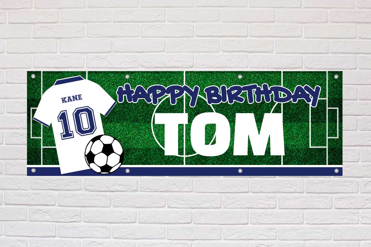 Personalised Birthday Banner | White and Navy London-SMALL 4ft x 2ft (1200x400mm)-STANDARD 440gsm PVC-The Sign Shed