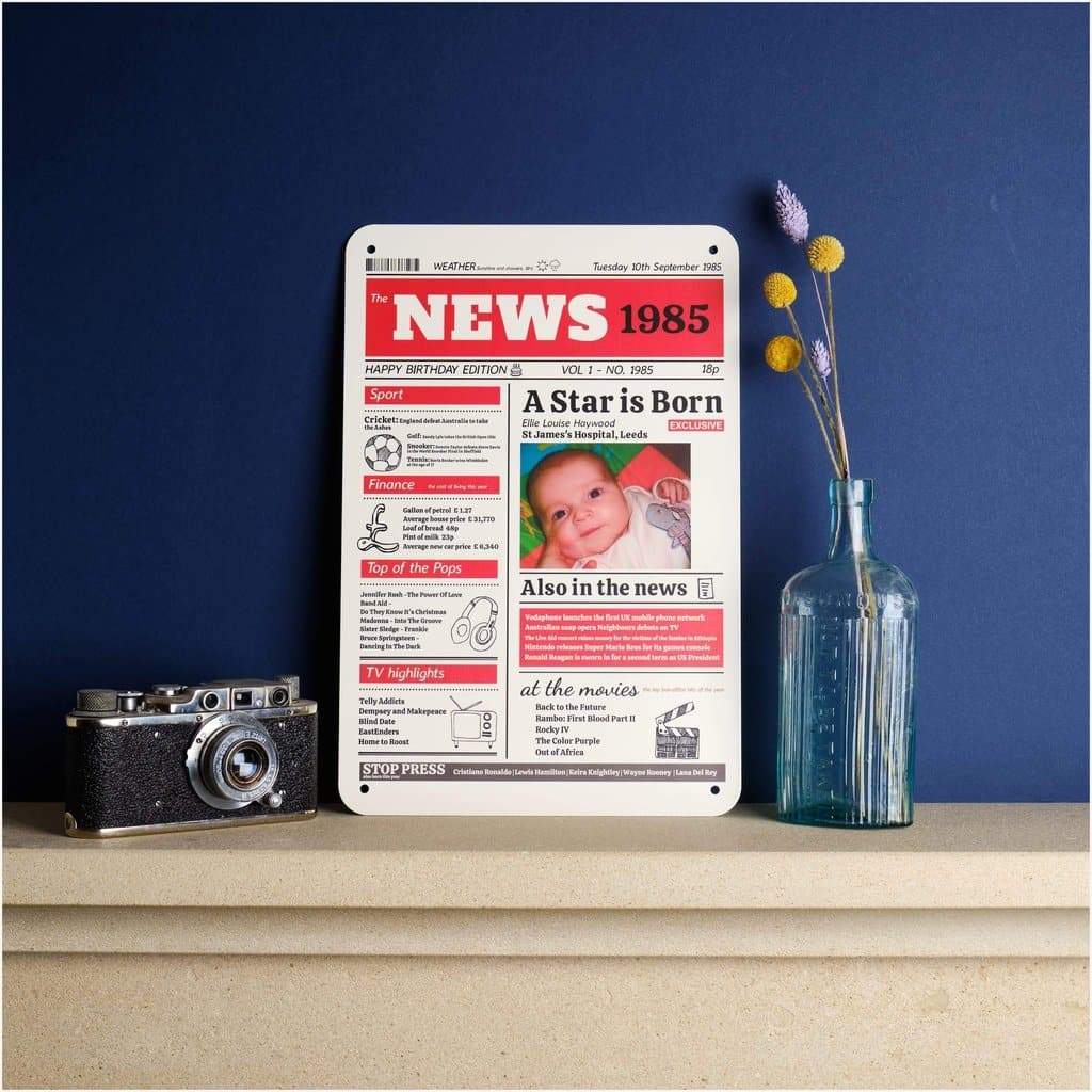 Personalised Birthday Metal Sign-WHITE-200 x 300 mm-No artwork proof needed-The Sign Shed