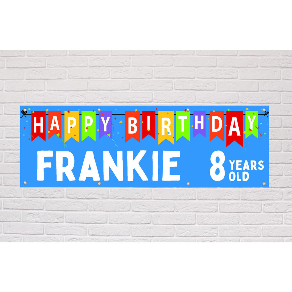 Personalised Bunting Blue Birthday Banner | The Sign Shed