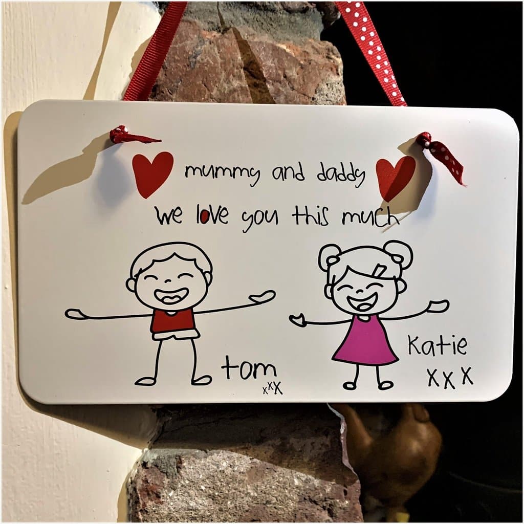 Personalised We Love You This Much Sign-200 x 120 mm-White-The Sign Shed