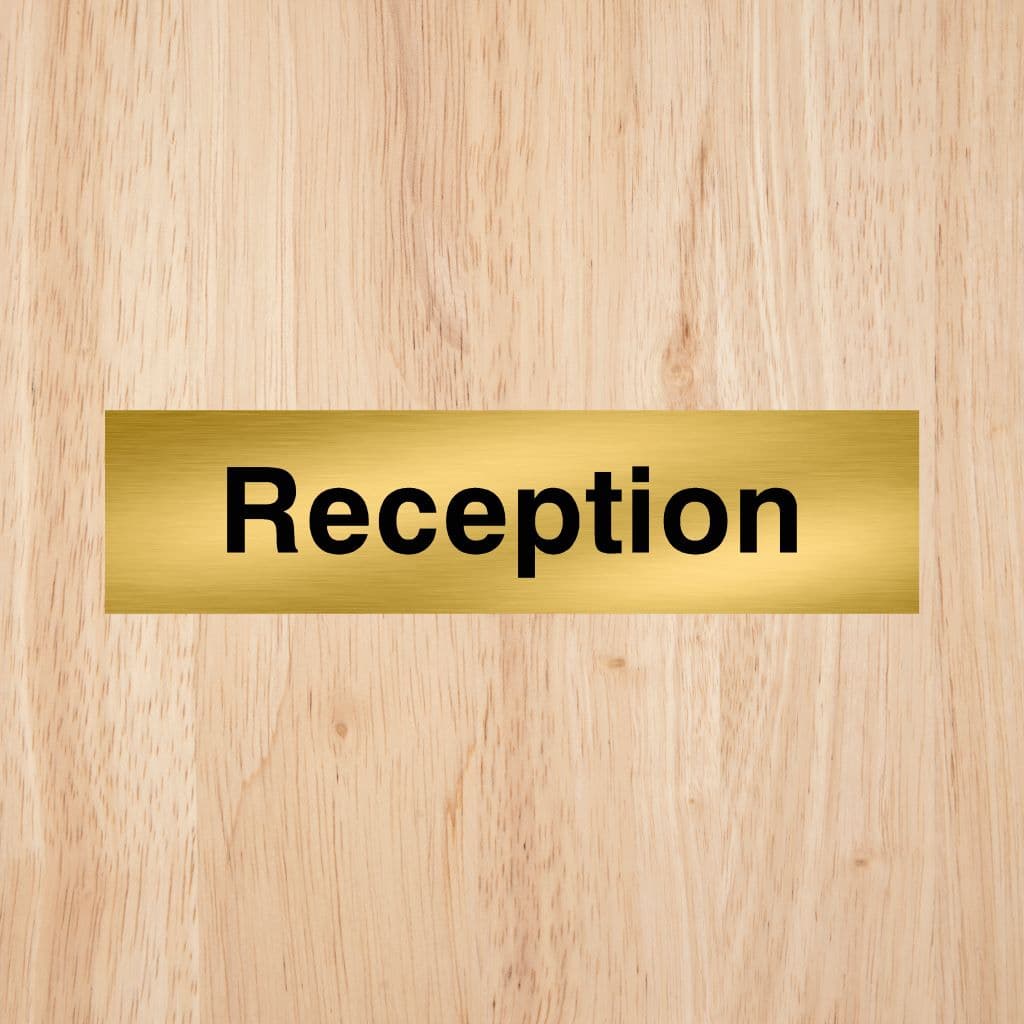 Reception Sign-200 x 50 mm-Brushed Gold Aluminium (0.5mm)-The Sign Shed