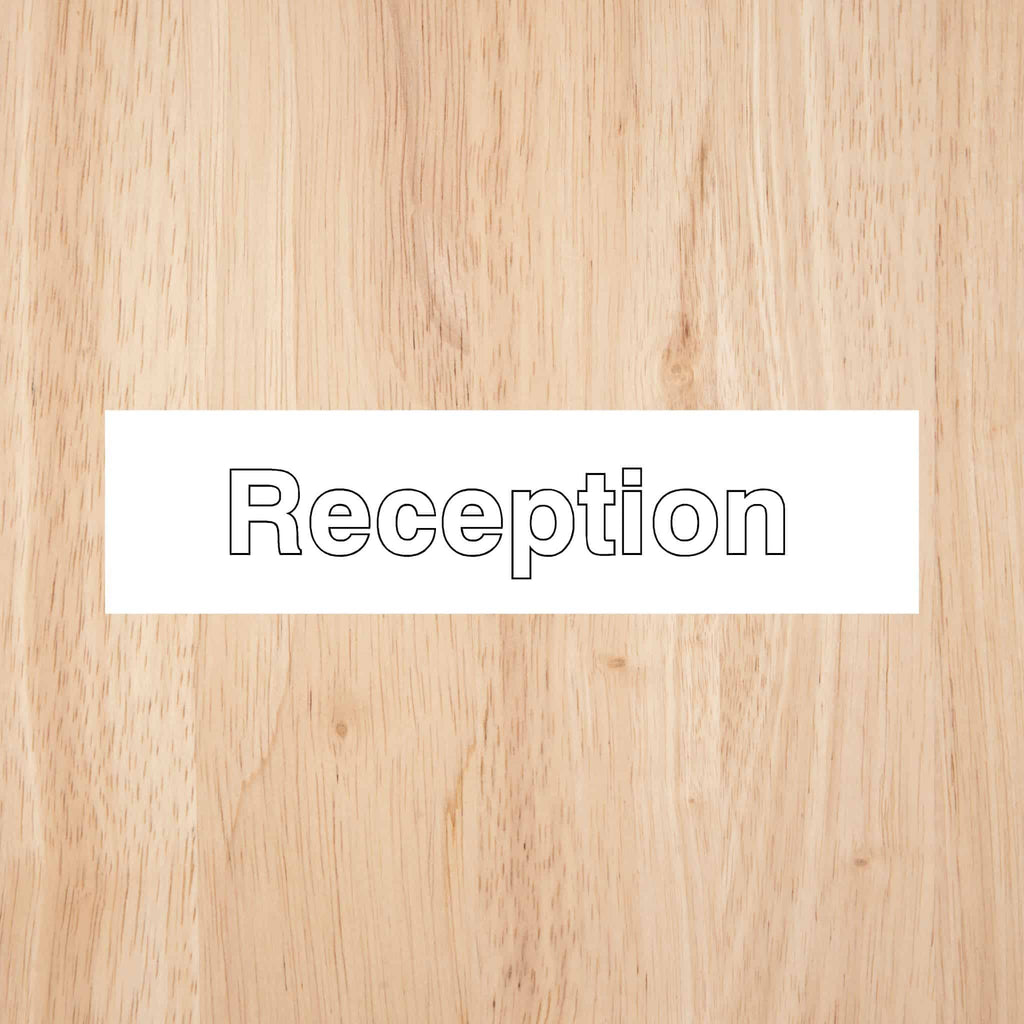 Reception Sign-200 x 50 mm-White Aluminium (0.5mm)-The Sign Shed