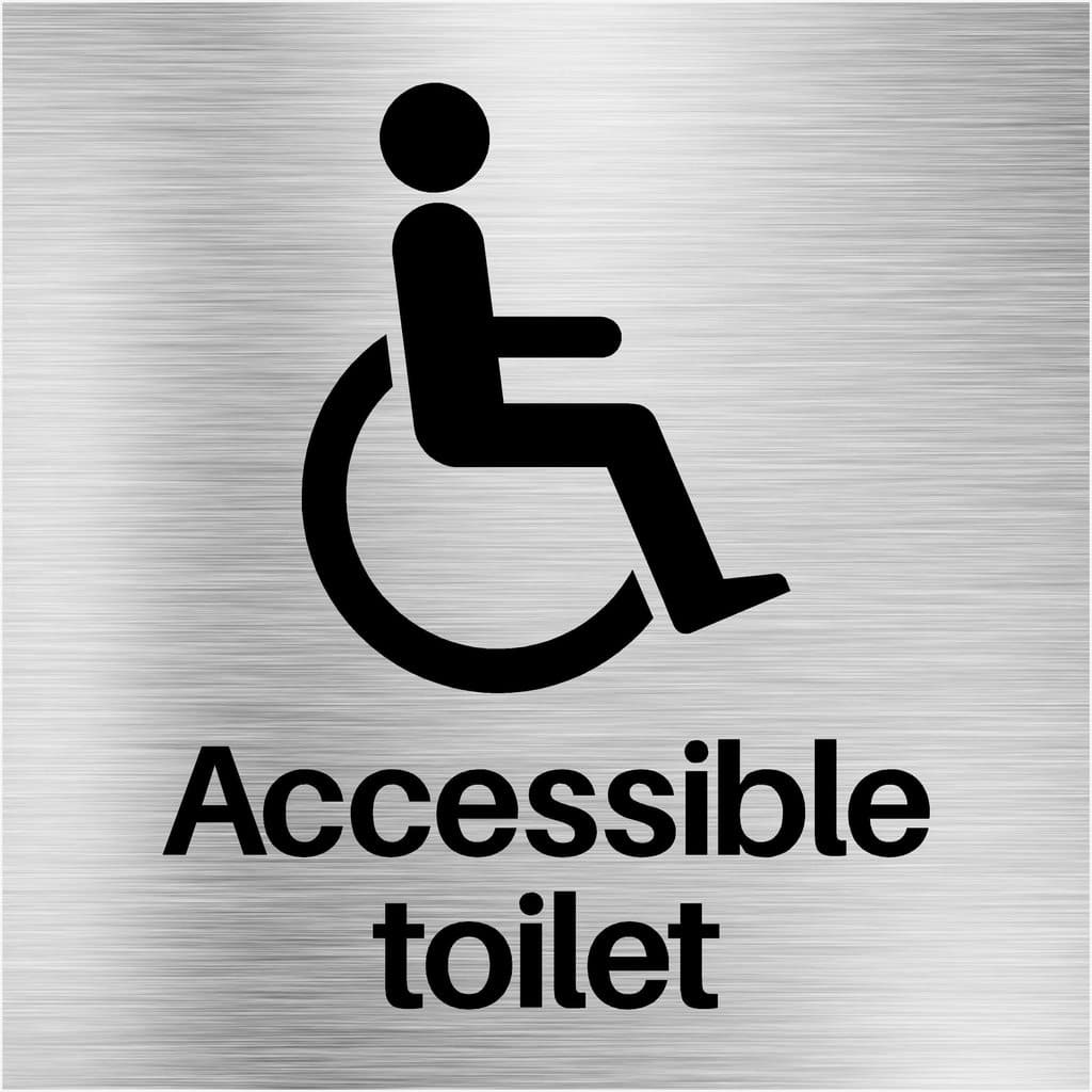 Accessible Toilet Sign Brushed Silver Square - The Sign Shed