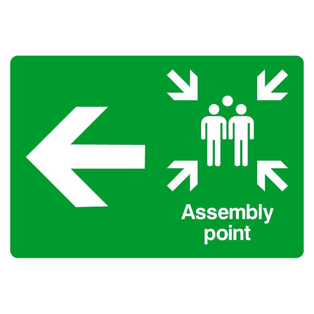 Assembly Point Arrow Left Sign - The Sign Shed