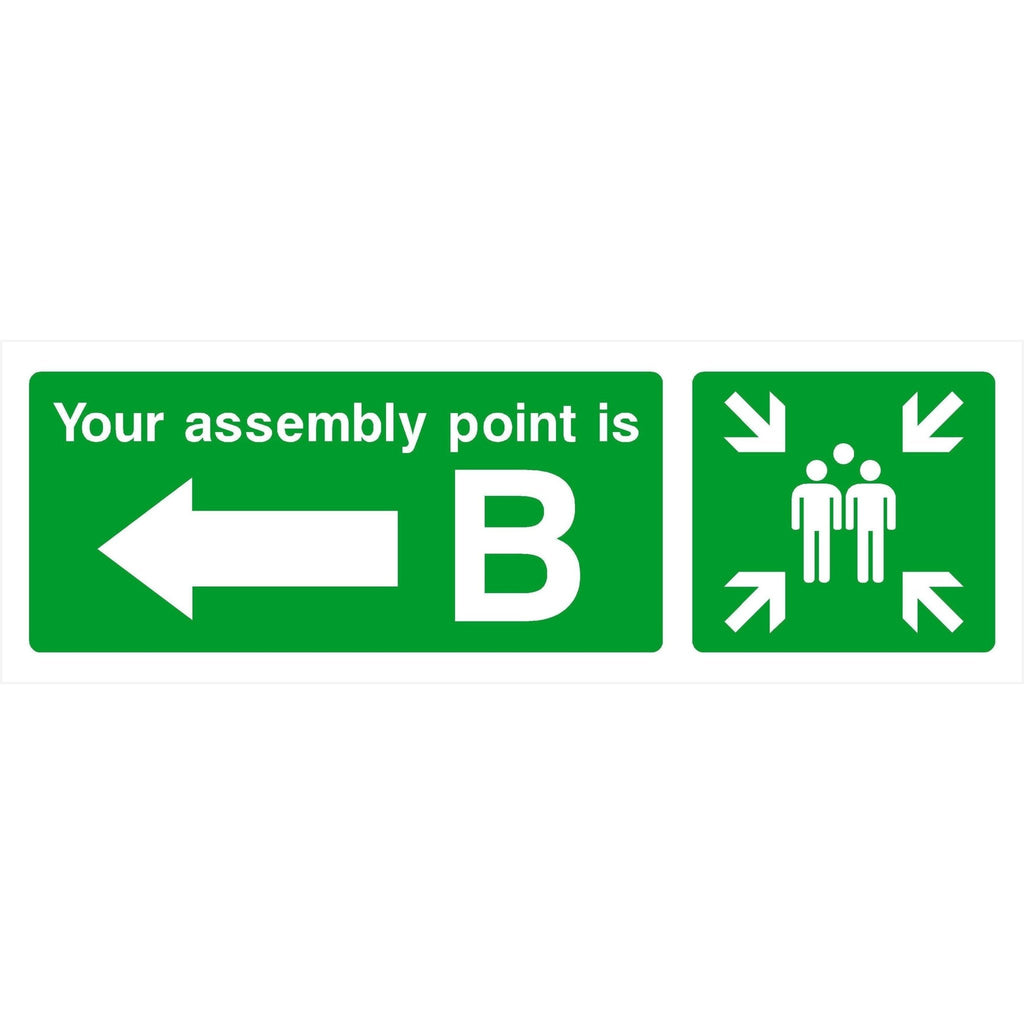 Assembly Point B Sign With Left Arrow - The Sign Shed
