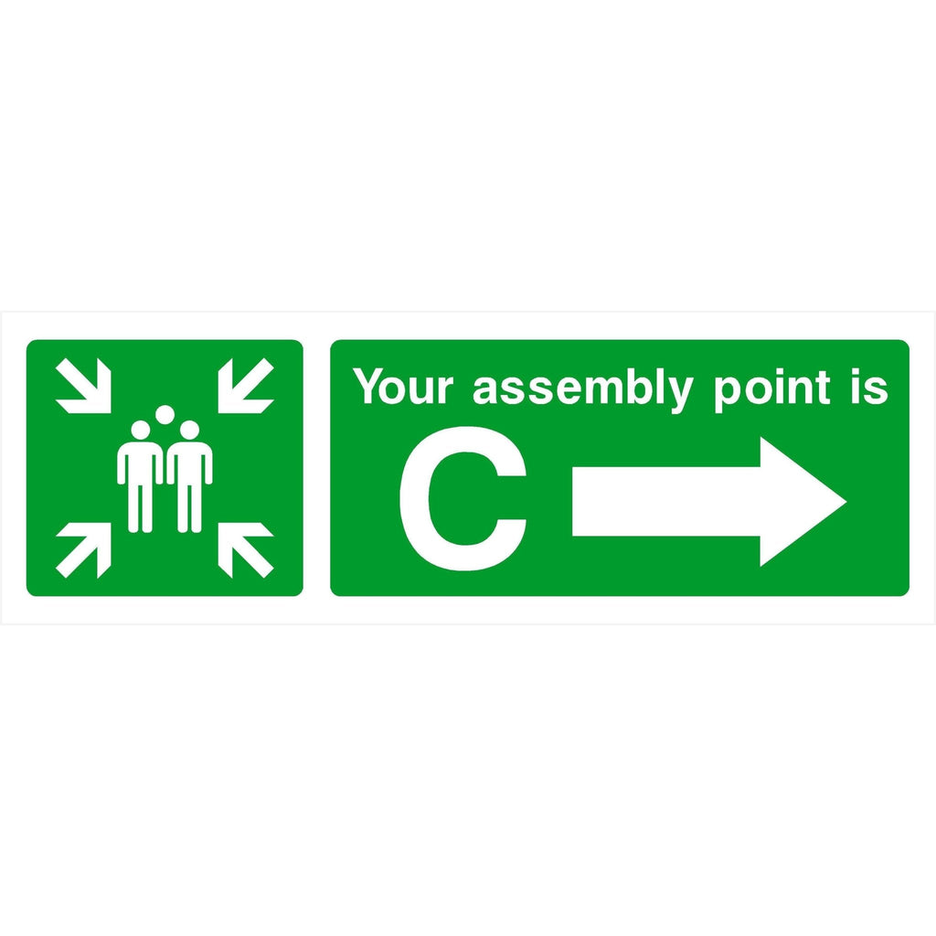 Assembly Point C Sign With Right Arrow - The Sign Shed