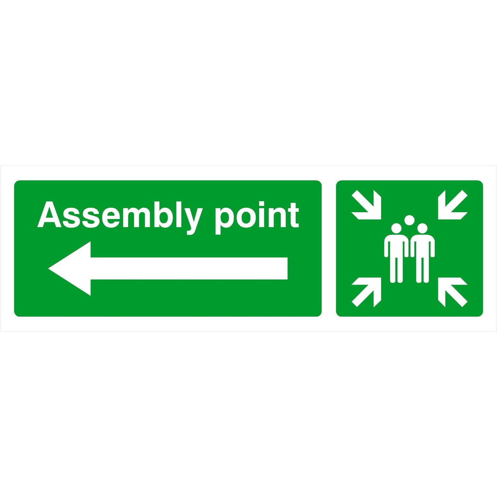 Assembly Point Sign With Left Arrow - The Sign Shed