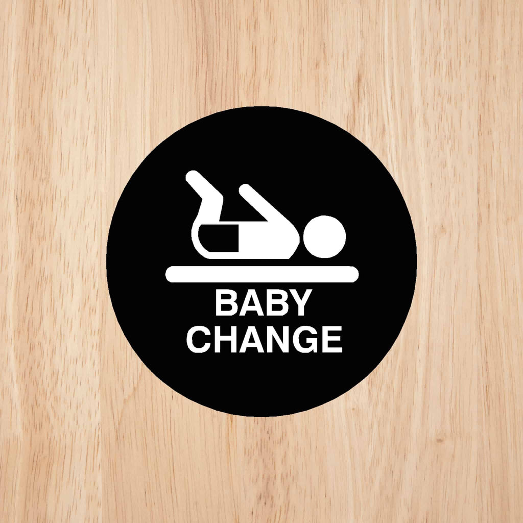 BABY CHANGE Premium Black toilet door sign - The Sign Shed