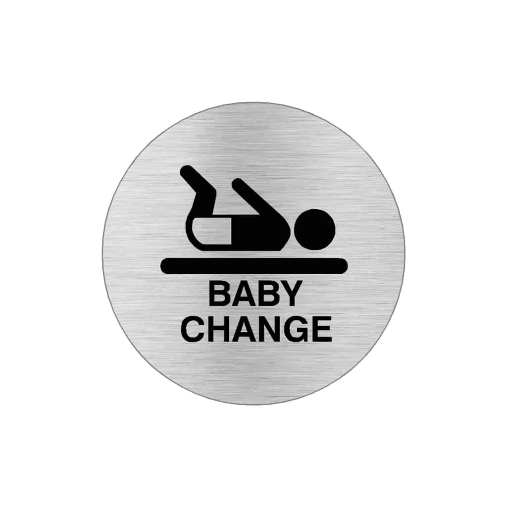 BABY CHANGE Premium Brushed Silver toilet door sign - The Sign Shed