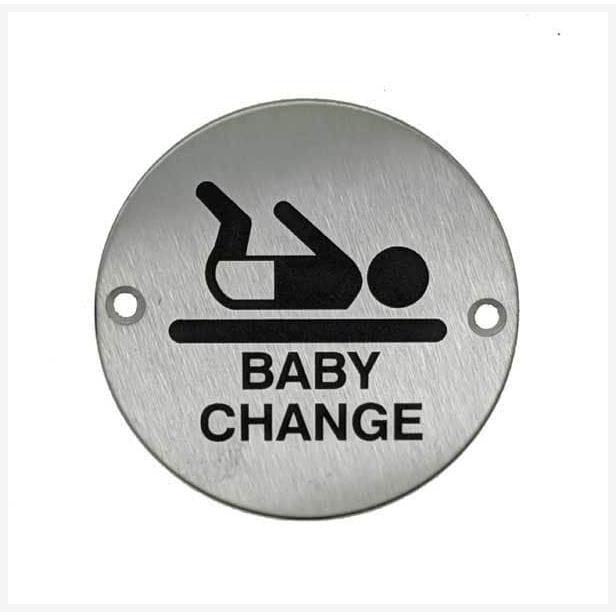 Baby Change Sign in Satin Stainless Steel - The Sign Shed