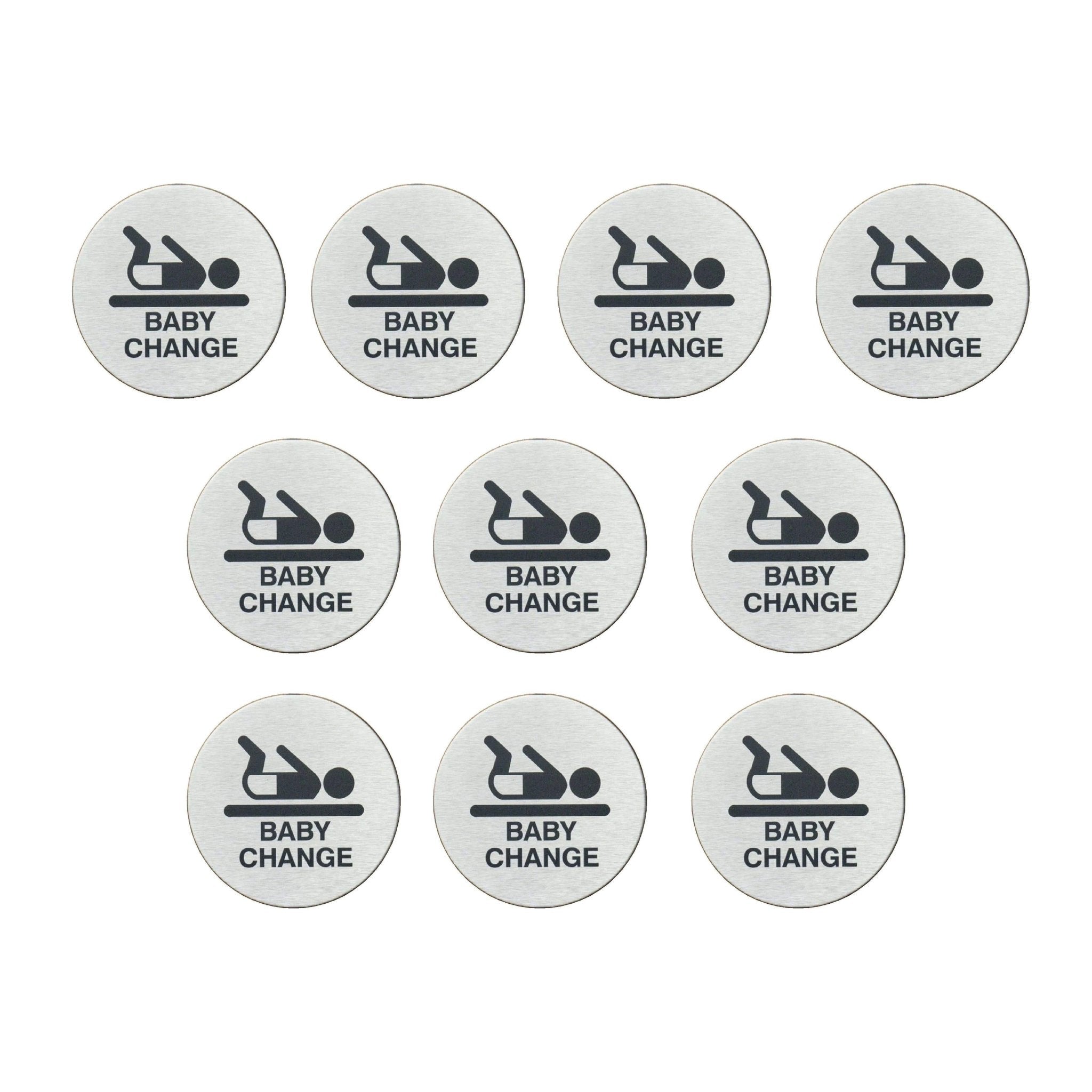 Baby Change Sign Stainless Steel | 10 PACK - The Sign Shed