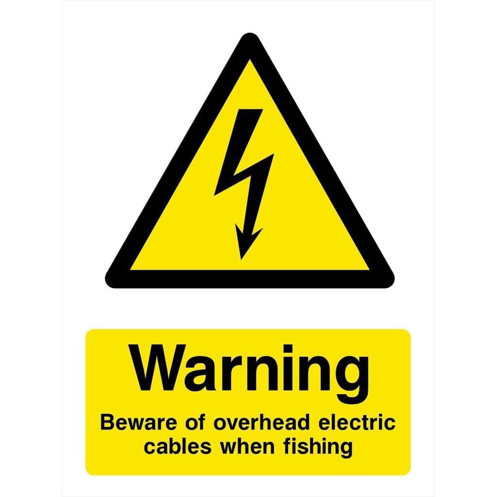 Beware Of Overhead Cables When Fishing Sign - The Sign Shed