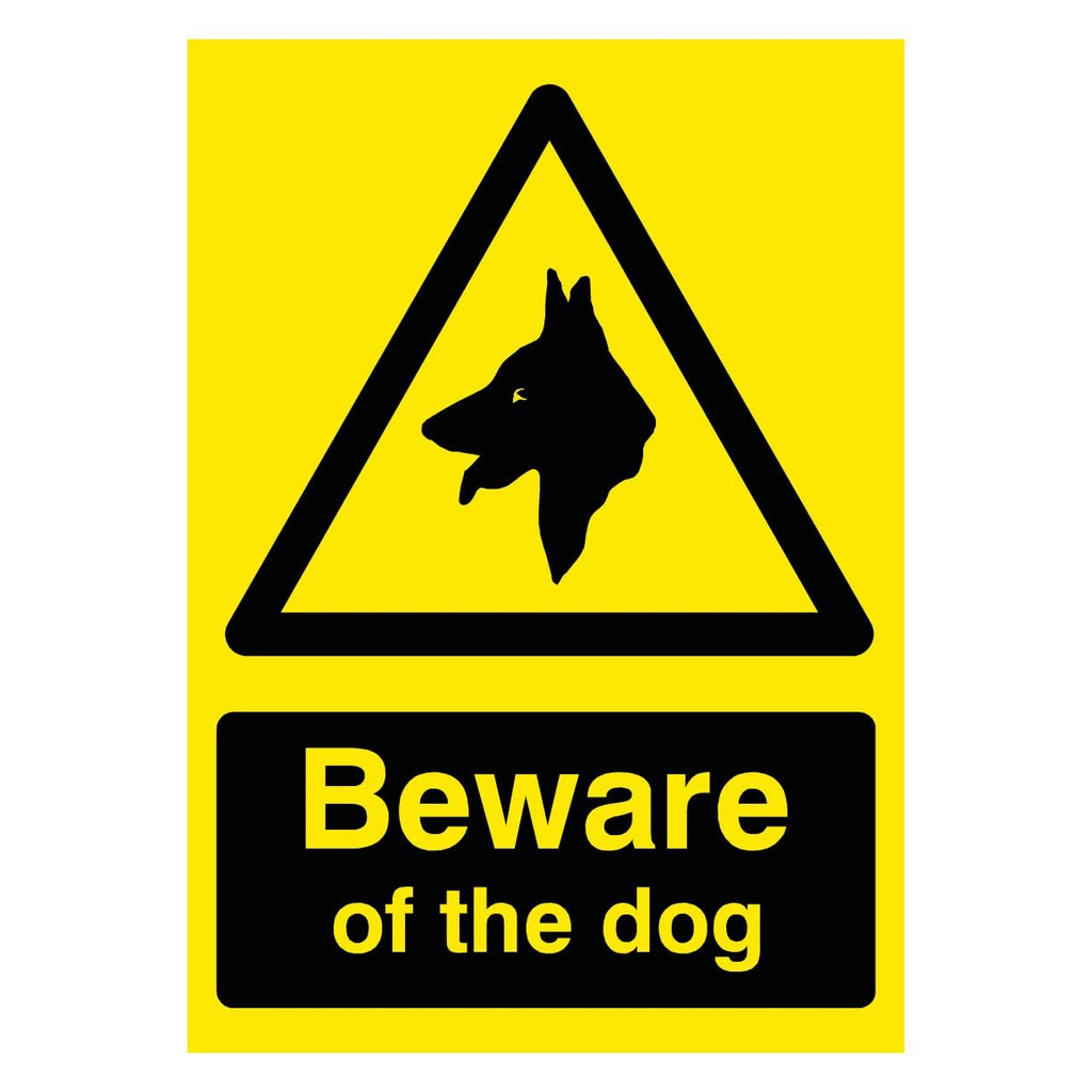 Beware Of The Dog Yellow Sign - The Sign Shed