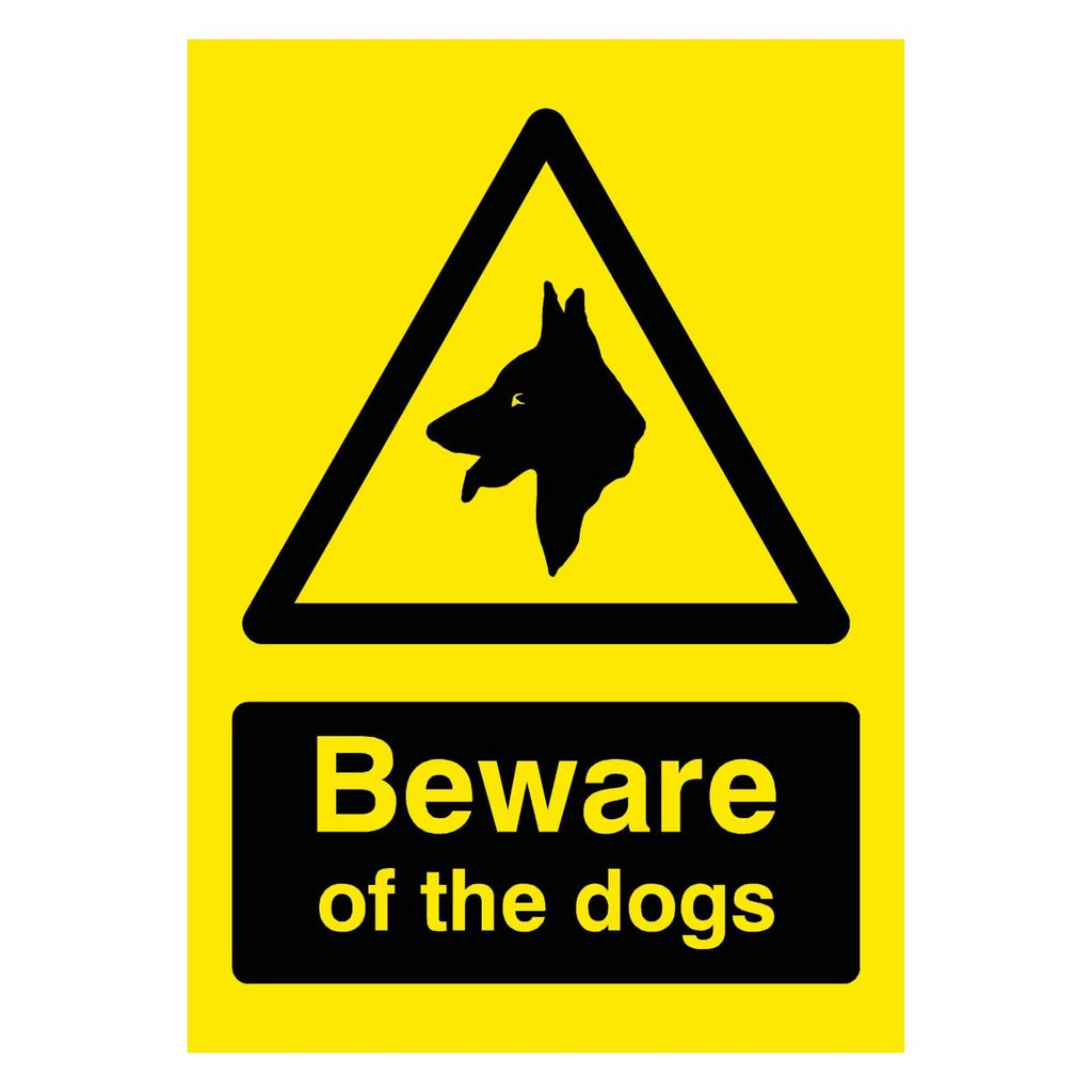Beware Of The Dogs Yellow Sign - The Sign Shed