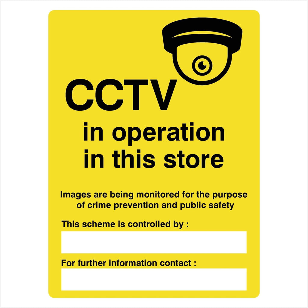 CCTV in Operation in Store Sign - The Sign Shed