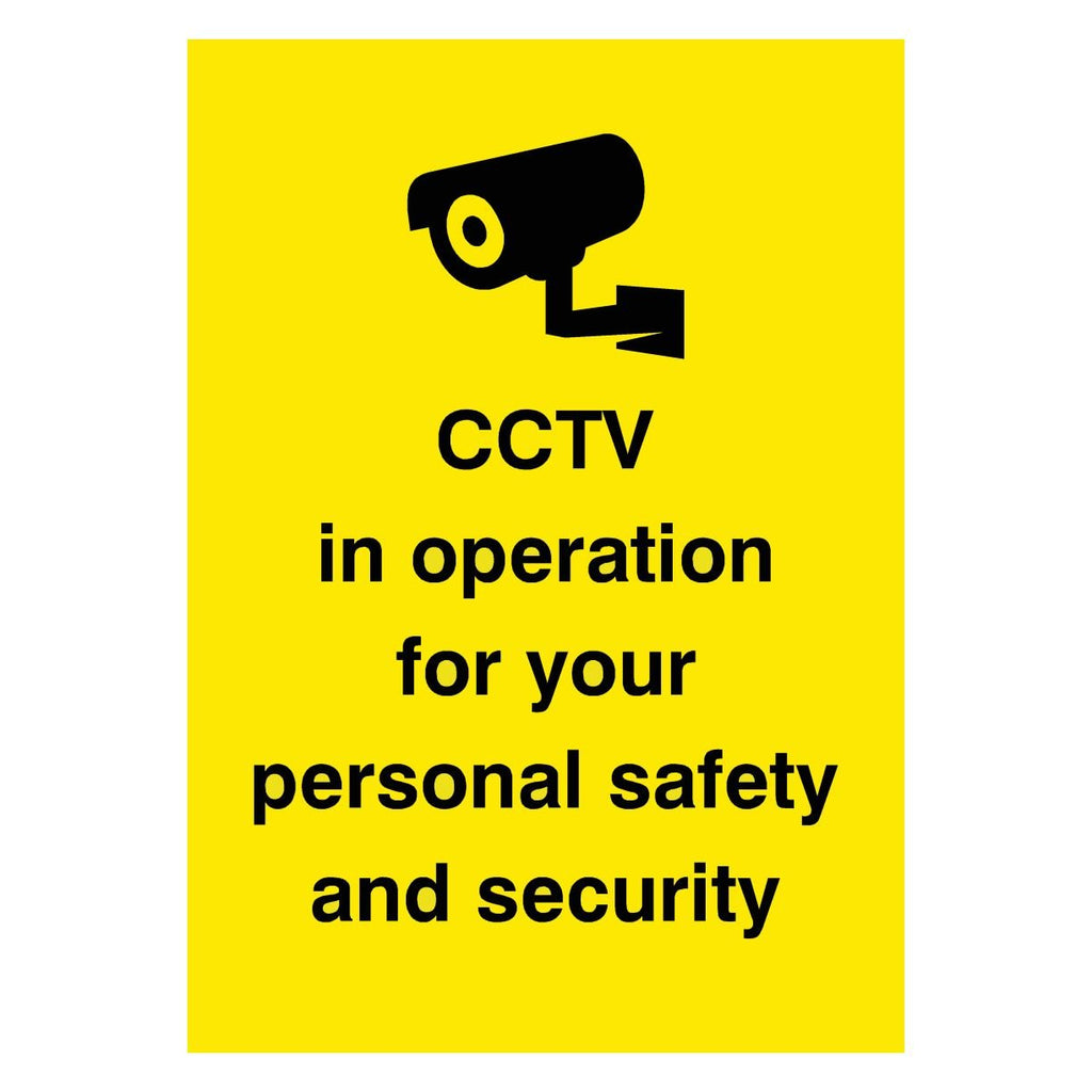 CCTV In Operation Personal Safety Yellow Sign - The Sign Shed