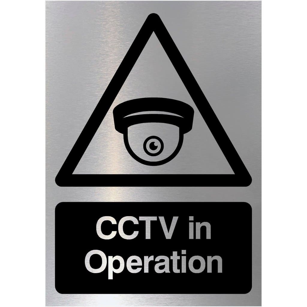 CCTV In Operation Security Sign in Brushed Silver - The Sign Shed