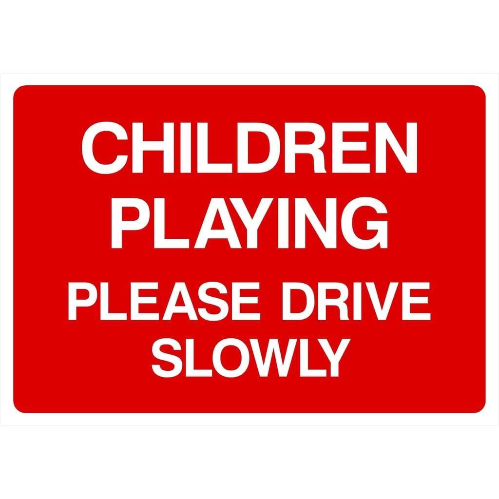 Children Playing Please Drive Slowly Sign - The Sign Shed