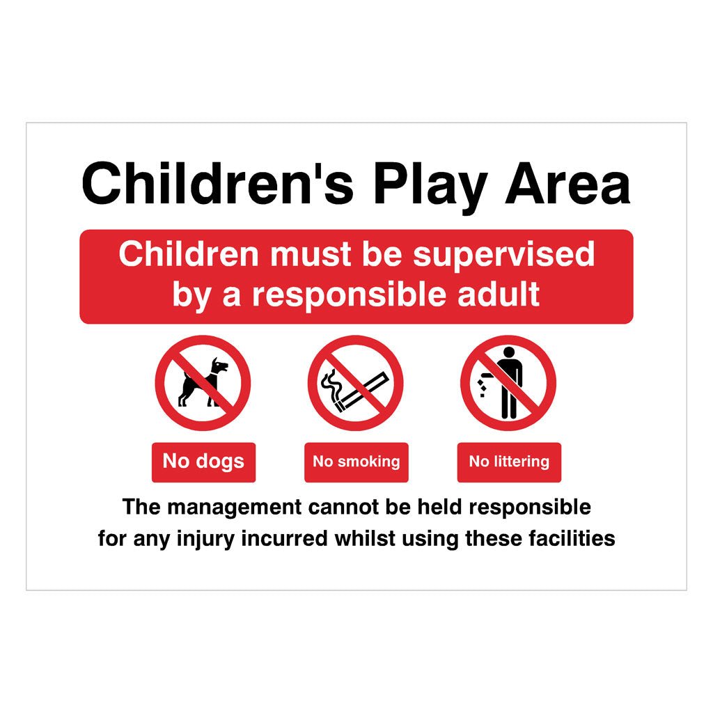 Disclaimer Kids Example Children's Play Area Disclaimer Sign