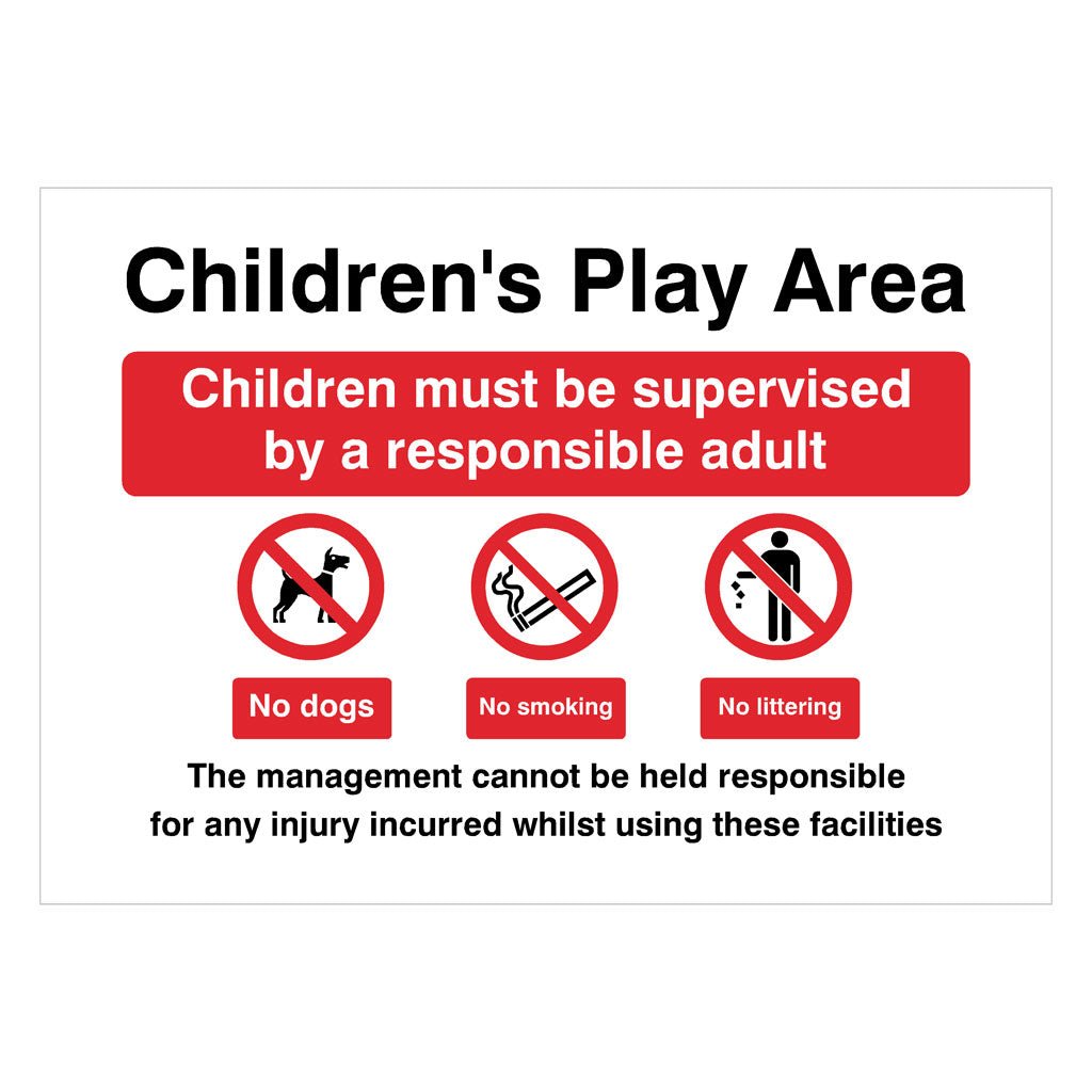 Children's Play Area Disclaimer Sign - The Sign Shed