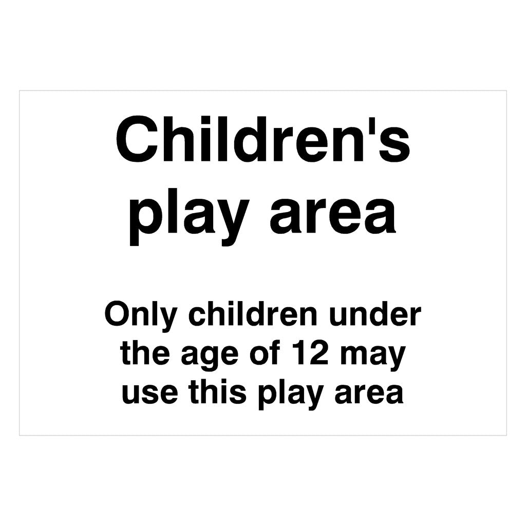 Children's Play Area Under 12 Sign - The Sign Shed