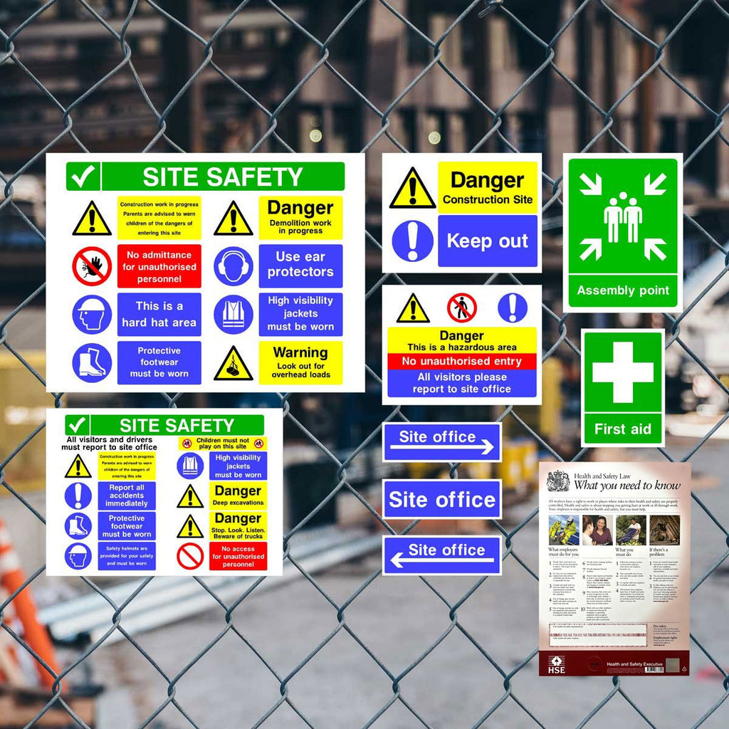 Complete Construction Site Safety Sign 10 Pack - Pack 1 - The Sign Shed