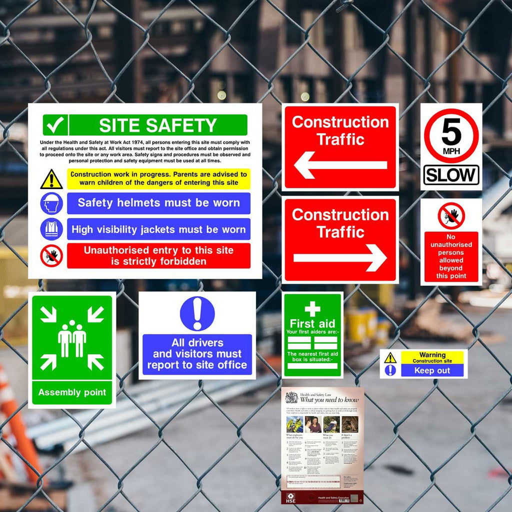 Complete Construction Site Safety Sign 11 Pack - Pack 2 - The Sign Shed