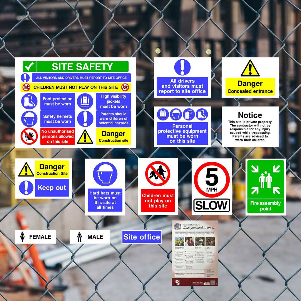 Complete Construction Site Safety Sign 25 Pack - Starter Pack F - The Sign Shed