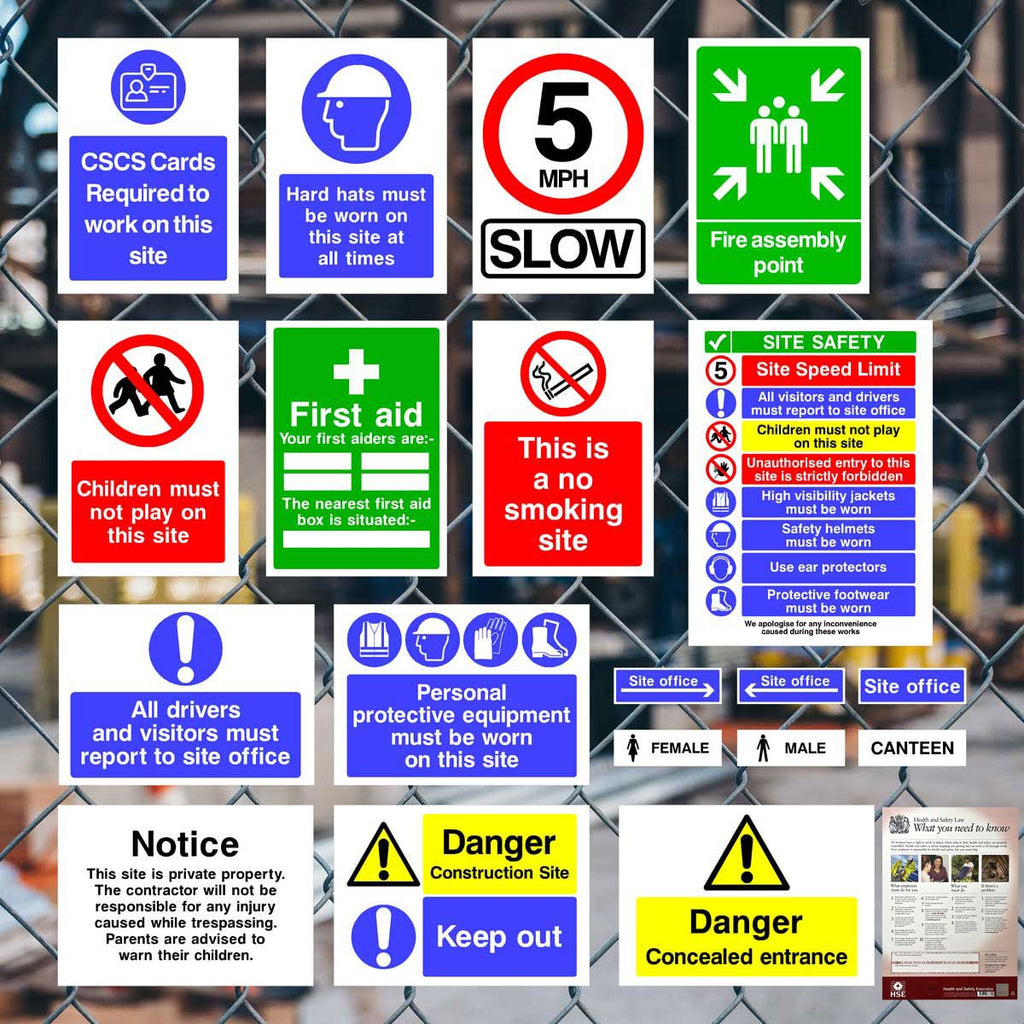 Complete Construction Site Safety Sign 47 Pack - Starter Pack G - The Sign Shed