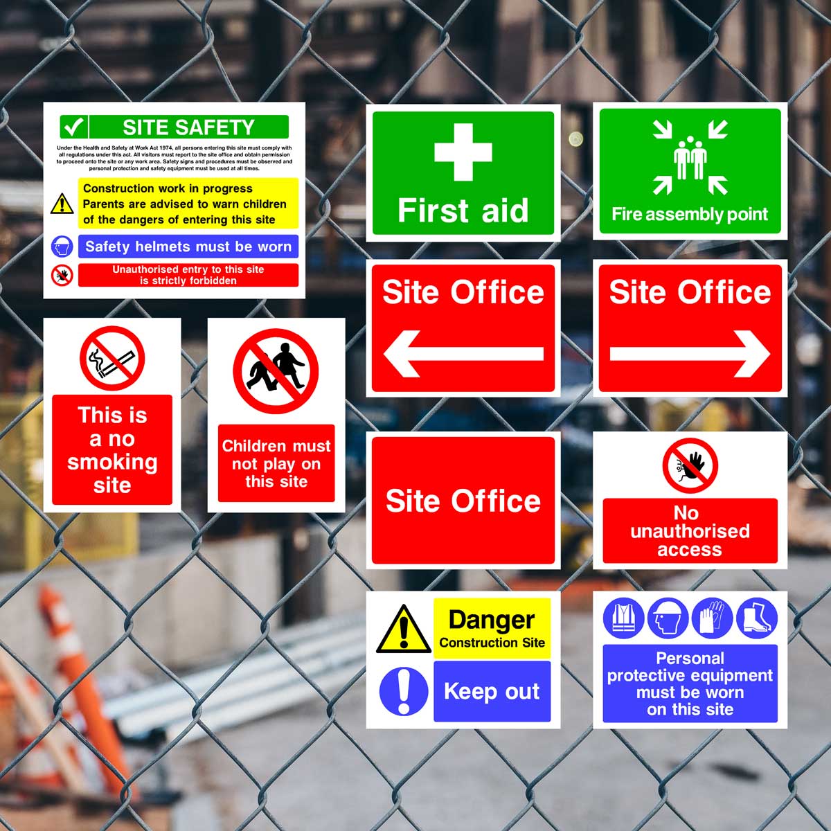 Construction Safety Sign Pack E – 11 Sign Starter Kit UK