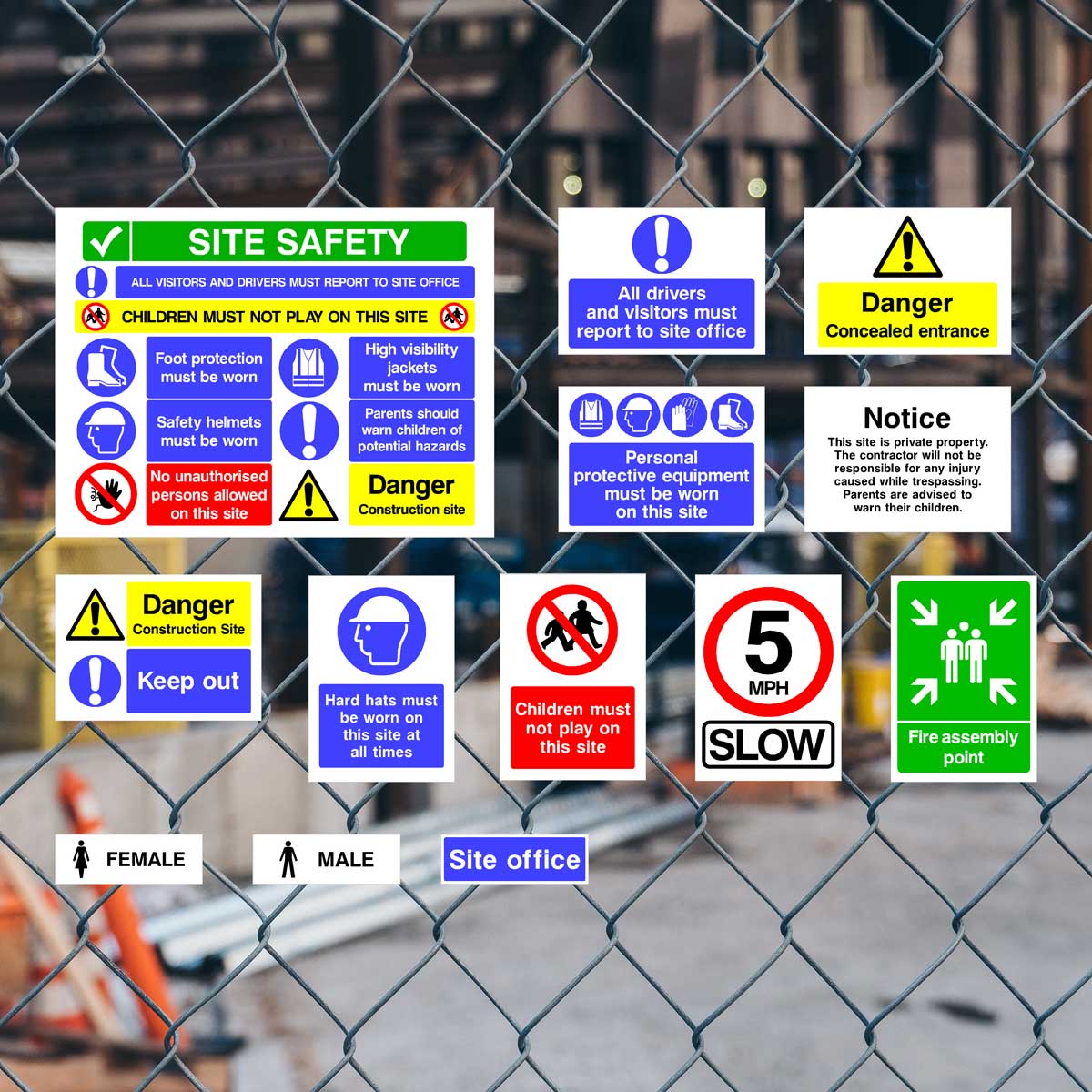 Construction Safety Sign Pack F – 25 Signs UK