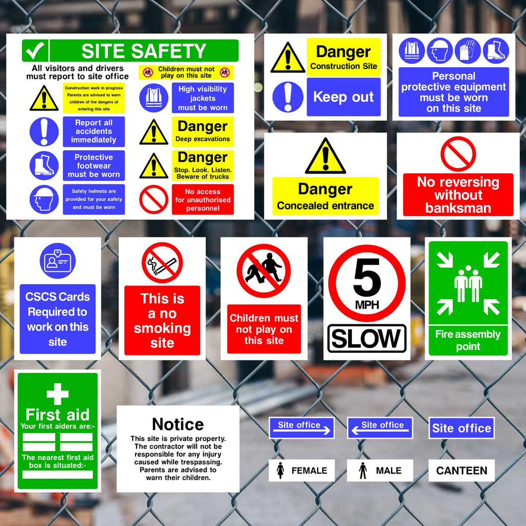 Construction Site Safety Sign 44 Pack - Starter Pack I - The Sign Shed
