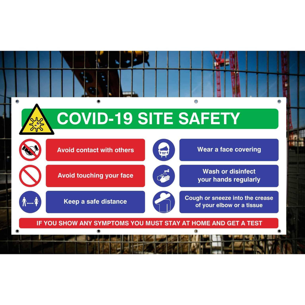 Coronavirus Site Safety COVID Symptoms Banner - The Sign Shed