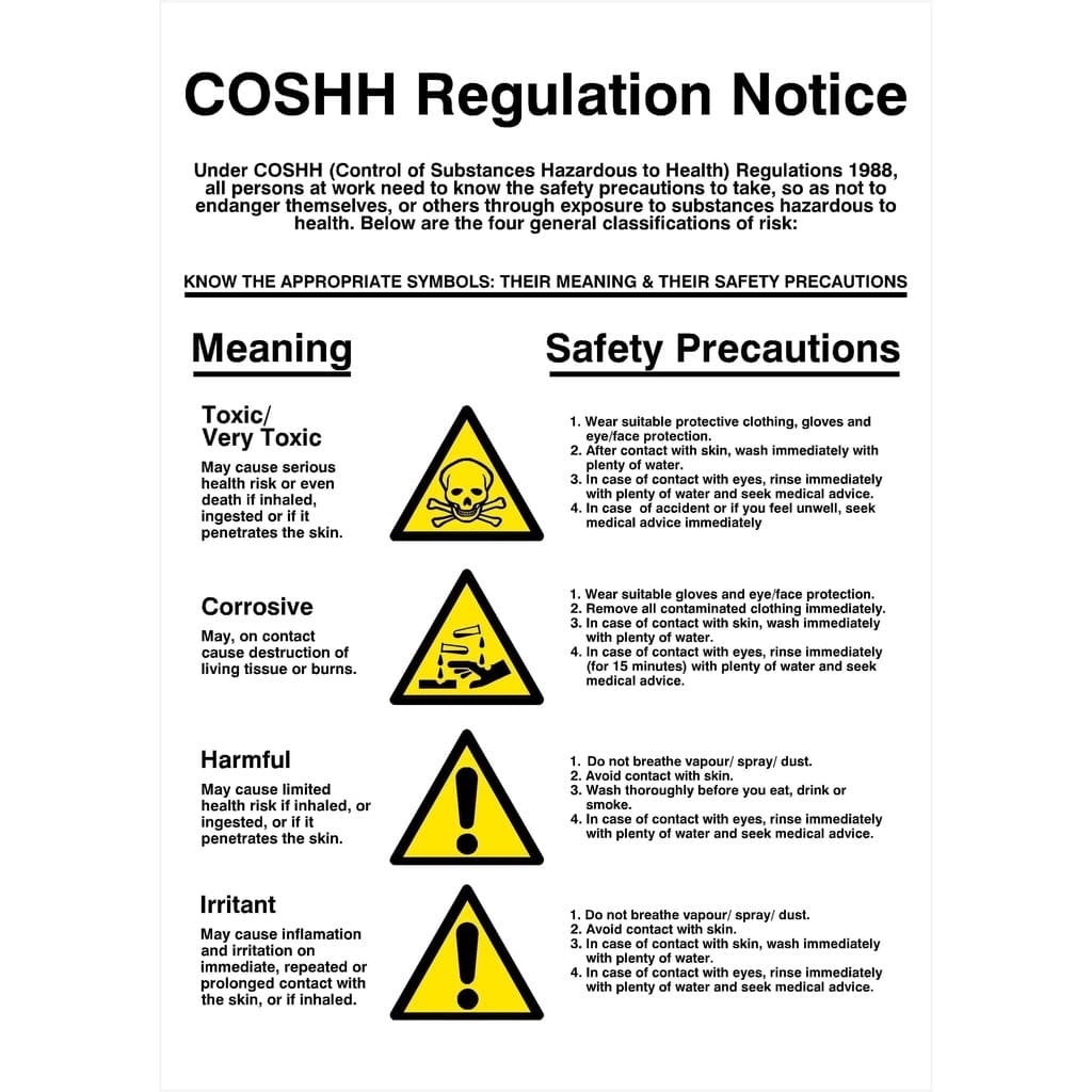 COSHH Regulation Notice Sign - The Sign Shed