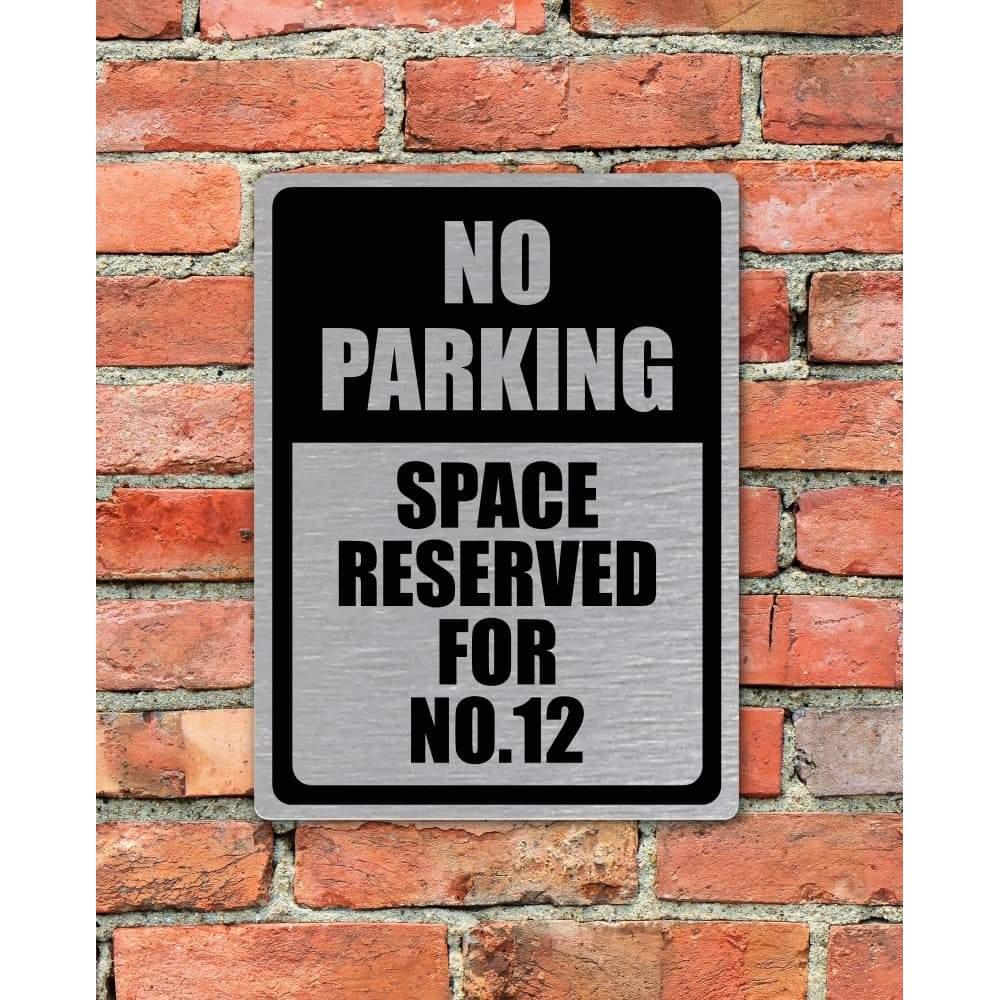 Custom Parking Sign | Black Header | Brushed Silver Version - The Sign Shed