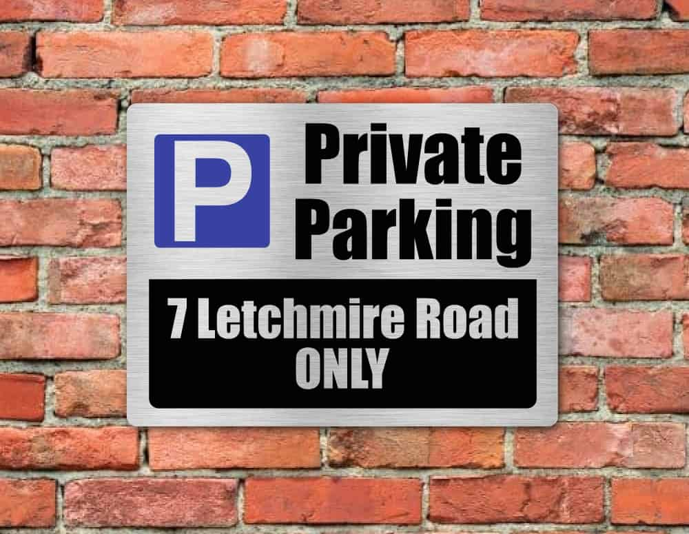 Custom Parking Sign | Brushed Silver Version - The Sign Shed