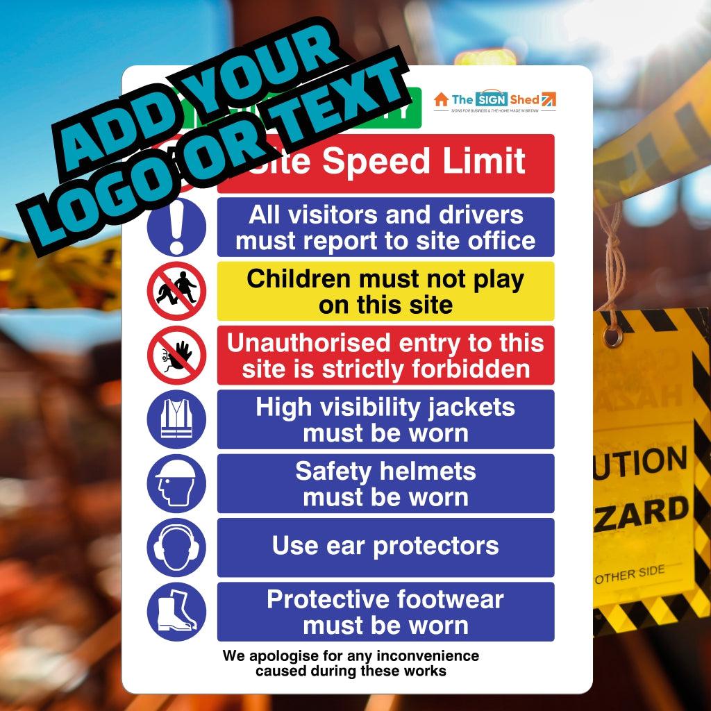 Custom Site Safety Sign - 10 MPH Speed Limit - The Sign Shed