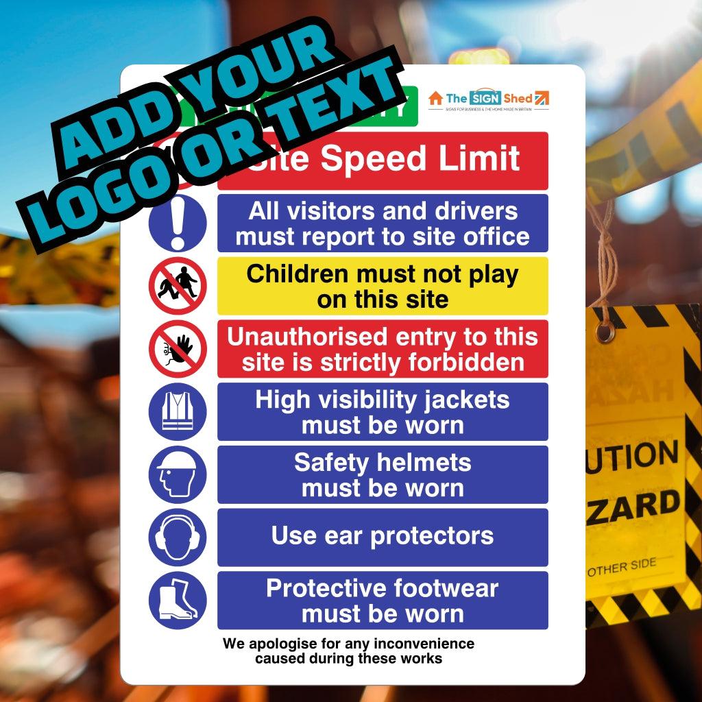 Custom Site Safety Sign - 5 MPH Speed Limit - The Sign Shed