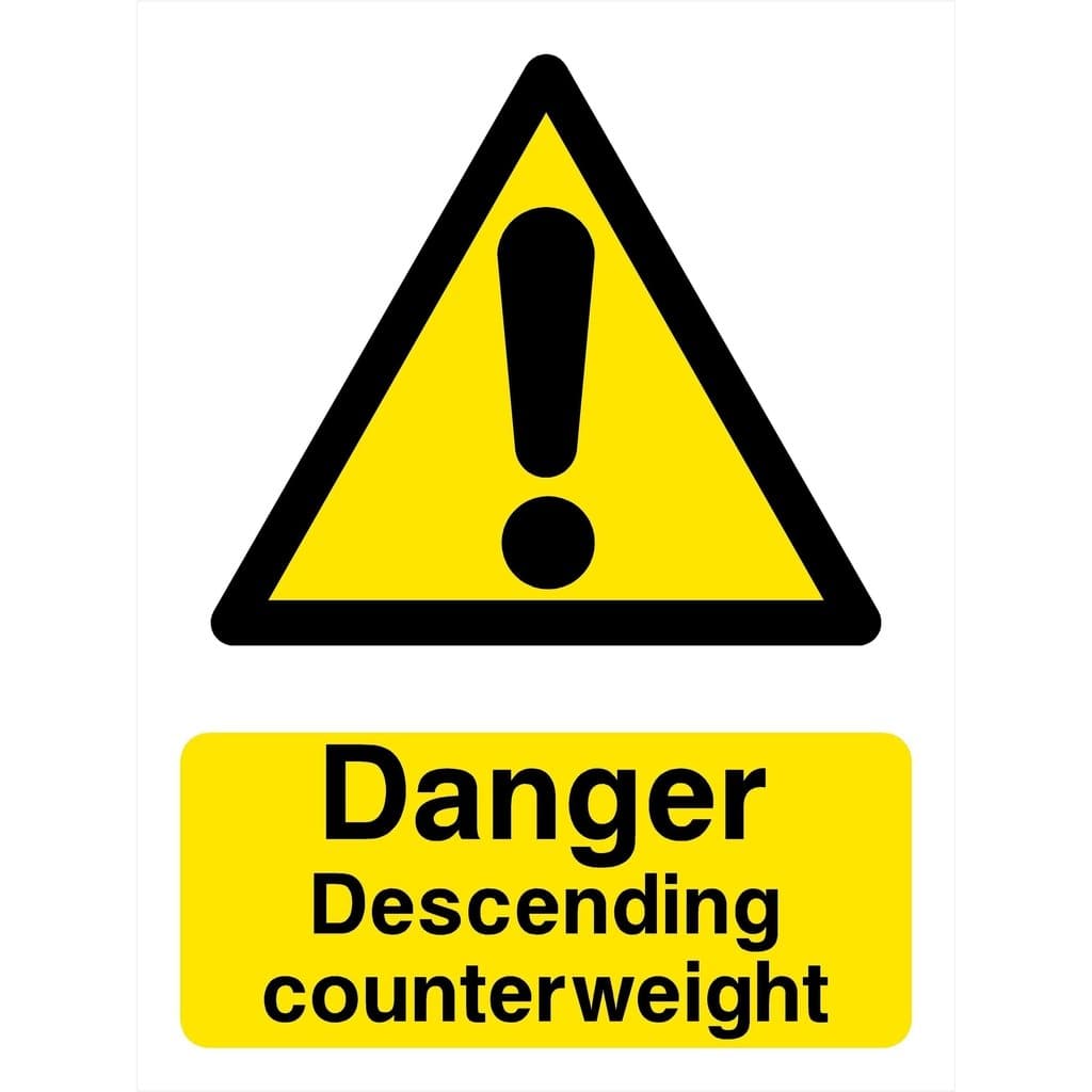 Danger Descending Counterweight Sign - The Sign Shed