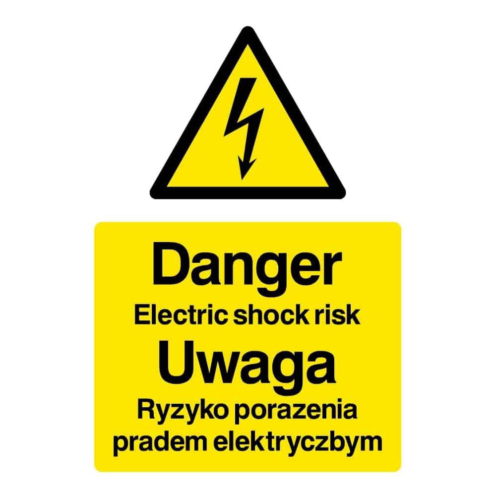 Danger Electric Shock Risk Sign (Polish) - The Sign Shed