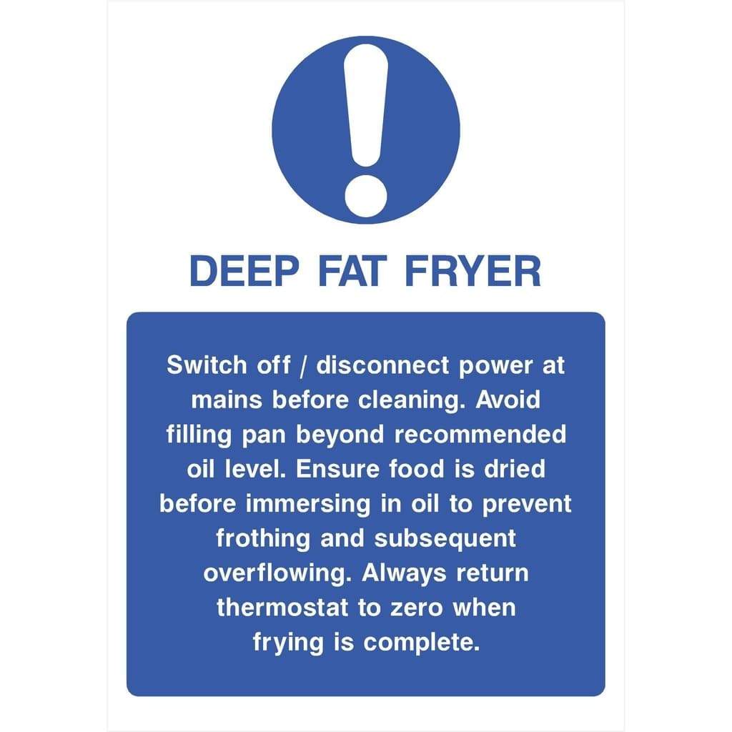 Deep Fat Fryer Instructions Sign - The Sign Shed