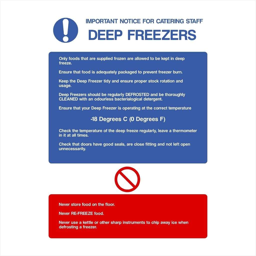 Frezzer Sign Catering Signs | Food Safety Signs